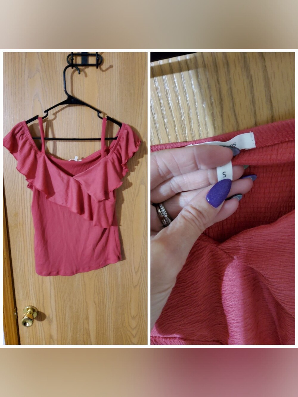 Women’s Maurices Pink Ruffle Off-Shoulder Top - Size S